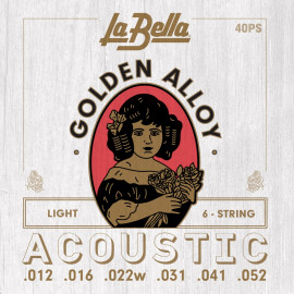 40PS Golden Alloy Комплект струн для акустической гитары, бронза 80/20, 12-52, La Bella - 40PS Golden Alloy Комплект струн для акустической гитары, бронза 80/20, 12-52, La Bella