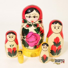 LHM10105 Матрешка традиционная 5 кукольная малая, Хохлома - LHM10105 Матрешка традиционная 5 кукольная малая, Хохлома