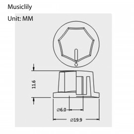 MX0622 Ручка потенциометра, метрическая, черная, Musiclily - MX0622 Ручка потенциометра, метрическая, черная, Musiclily