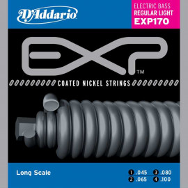 EXP170 Coated Комплект струн для бас-гитары, Light, 45-100, Long Scale, D'Addario - EXP170 Coated Комплект струн для бас-гитары, Light, 45-100, Long Scale, D'Addario