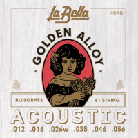 40PB Golden Alloy Комплект струн для акустической гитары, бронза 80/20, 12-56, La Bella