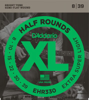 EHR330 Half Round Комплект струн для электрогитары, Extra-Super Light, 8-39, D'Addario