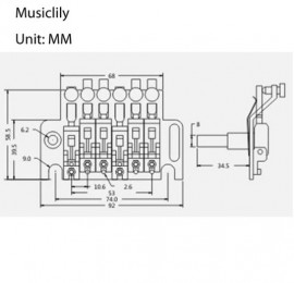M212 Бридж тремоло(Floyd Rose), с топ-локом, черный, Musiclily - M212 Бридж тремоло(Floyd Rose), с топ-локом, черный, Musiclily