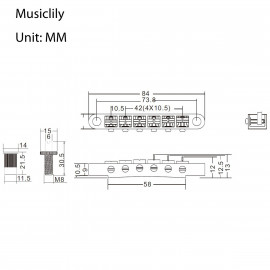 MX1277BK Бридж Tune-O-Matic для Epiphone Les Paul, черный, Musiclily - MX1277BK Бридж Tune-O-Matic для Epiphone Les Paul, черный, Musiclily