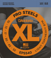 EPS540 XL PRO STEEL Струны для электрогитары Light Top/Heavy Bottom 10-52 D`Addario