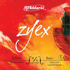 DZ614-4/4M Zyex Отдельная струна Е/Ми для контрабаса, размер 4/4, среднее натяжение, D'Addario - DZ614-4/4M Zyex Отдельная струна Е/Ми для контрабаса, размер 4/4, среднее натяжение, D'Addario