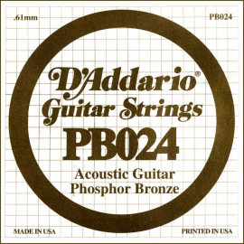 PB024 Phosphor Bronze Отдельная струна для акустической гитары, фосфорная бронза, .024, D'Addario - PB024 Phosphor Bronze Отдельная струна для акустической гитары, фосфорная бронза, .024, D'Addario