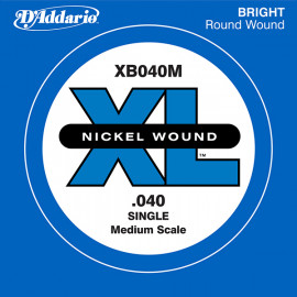 XB040M Nickel Wound Отдельная струна для бас-гитары, никелированная, 040, D'Addario - XB040M Nickel Wound Отдельная струна для бас-гитары, никелированная, 040, D'Addario