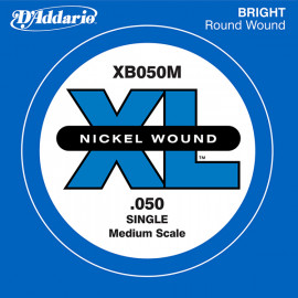 XB050M Nickel Wound Отдельная струна для бас-гитары, никелированная, 050, D'Addario - XB050M Nickel Wound Отдельная струна для бас-гитары, никелированная, 050, D'Addario