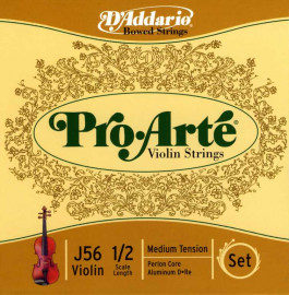 J56-1/2M Pro-Arte Комплект струн для скрипки размером 1/2, среднее натяжение, D'Addario - J56-1/2M Pro-Arte Комплект струн для скрипки размером 1/2, среднее натяжение, D'Addario