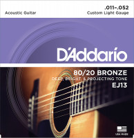 EJ13 BRONZE 80/20 Струны для акустической гитары бронза Custom Light 11-52 D`Addario