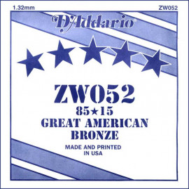 ZW052 Отдельная струна для акустической гитары, бронза 85/15, 052, D'Addario - ZW052 Отдельная струна для акустической гитары, бронза 85/15, 052, D'Addario