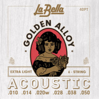 40PT Golden Alloy Комплект струн для акустической гитары, бронза 80/20, 10-50, La Bella