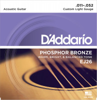 EJ26 PHOSPHOR BRONZE Струны для акустической гитары фосфорная бронза Custom Light 11-52 D`Addario