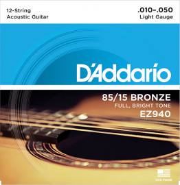 EZ940 AMERICAN BRONZE 85/15 Струны для 12-струнной акустической гитары Light 10-50 D`Addario - EZ940 AMERICAN BRONZE 85/15 Струны для 12-струнной акустической гитары Light 10-50 D`Addario