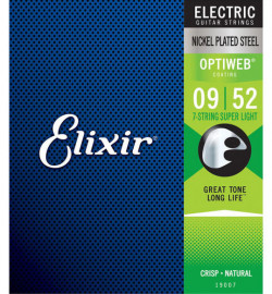 19007 Optiweb Комплект струн для 7-струнной электрогитары, никел.сталь, Super Light 9-52, Elixir - 19007 Optiweb Комплект струн для 7-струнной электрогитары, никел.сталь, Super Light 9-52, Elixir