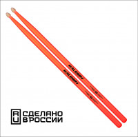 7KLHBOR5A 5A Барабанные палочки, граб, флуоресцентные оранжевые, Kaledin Drumsticks