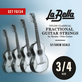 FG134 Комплект струн для классической гитары размером 3/4, посеребренные, La Bella - FG134 Комплект струн для классической гитары размером 3/4, посеребренные, La Bella