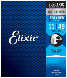 12100 POLYWEB Комплект струн для электрогитары, никелированная сталь, Medium 11-49, Elixir - 12100 POLYWEB Комплект струн для электрогитары, никелированная сталь, Medium 11-49, Elixir
