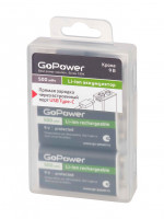 00-00031391 Аккумулятор бытовой Крона Li-ion 9В 500мАч Type-C, 2шт, GoPower