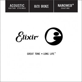 15125 Nanoweb Отдельная струна для акустической гитары, бронза 80/20, .025, Elixir - 15125 Nanoweb Отдельная струна для акустической гитары, бронза 80/20, .025, Elixir