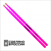 7KLHBPK5A Pink 5A Барабанные палочки, граб, флуоресцентные розовые, Kaledin Drumsticks