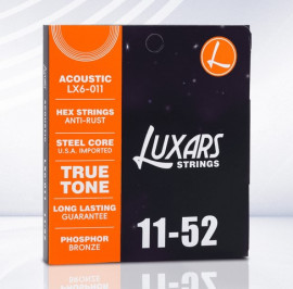 LX6-011 Комплект струн для акустической гитары, фосфорная бронза, 11-52, Luxars - LX6-011 Комплект струн для акустической гитары, фосфорная бронза, 11-52, Luxars