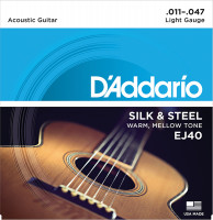 EJ40 SILK&STEEL Струны для акустической гитары посеребренные сталь и шелк 11-47 D`Addario