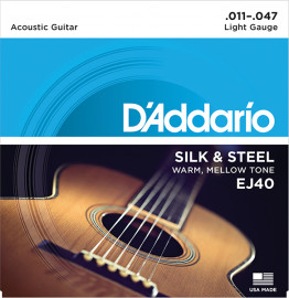 EJ40 SILK&STEEL Струны для акустической гитары посеребренные сталь и шелк 11-47 D`Addario - EJ40 SILK&STEEL Струны для акустической гитары посеребренные сталь и шелк 11-47 D`Addario