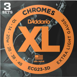 ECG23-3D Chromes Cтруны для электрогитары, Extra Light, 10-48, 3 комплекта, D'Addario - ECG23-3D Chromes Cтруны для электрогитары, Extra Light, 10-48, 3 комплекта, D'Addario