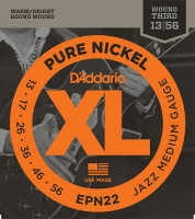 EPN22 XL Pure Nickel Комплект струн для электрогитары, никель, Jazz Medium, 13-56, D'Addario