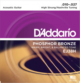 EJ38H Phosphor Bronze Дополнительные струны для 12стр гитары, High Strung/Nashvil, 10-27, D'Addario - EJ38H Phosphor Bronze Дополнительные струны для 12стр гитары, High Strung/Nashvil, 10-27, D'Addario