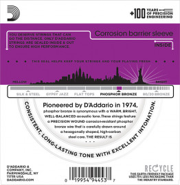 EJ38H Phosphor Bronze Дополнительные струны для 12стр гитары, High Strung/Nashvil, 10-27, D'Addario - EJ38H Phosphor Bronze Дополнительные струны для 12стр гитары, High Strung/Nashvil, 10-27, D'Addario