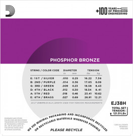 EJ38H Phosphor Bronze Дополнительные струны для 12стр гитары, High Strung/Nashvil, 10-27, D'Addario - EJ38H Phosphor Bronze Дополнительные струны для 12стр гитары, High Strung/Nashvil, 10-27, D'Addario
