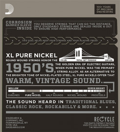 EPN120 XL Pure Nickel Комплект струн для электрогитары, никель, Super Light 9-41, D'Addario - EPN120 XL Pure Nickel Комплект струн для электрогитары, никель, Super Light 9-41, D'Addario