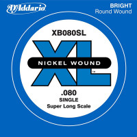 XB080SL Nickel Wound Отдельная струна для бас-гитары, никелированная, .080, Super Long, D'Addario