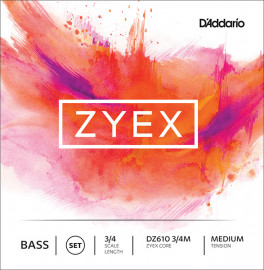 DZ610-3/4M Zyex Комплект струн для контрабаса размером 3/4, среднее натяжение, D'Addario - DZ610-3/4M Zyex Комплект струн для контрабаса размером 3/4, среднее натяжение, D'Addario
