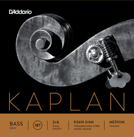 KS610-3/4M Kaplan Solo Комплект струн для контрабаса размером 3/4, среднее натяжение, D'Addario - KS610-3/4M Kaplan Solo Комплект струн для контрабаса размером 3/4, среднее натяжение, D'Addario