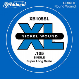 XB105SL Nickel Wound Отдельная струна для бас-гитары, никелированная, .105, Super Long, D'Addario - XB105SL Nickel Wound Отдельная струна для бас-гитары, никелированная, .105, Super Long, D'Addario