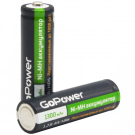 00-00018318 Аккумулятор бытовой AA/HR6 Ni-MH, 1300мАч, 2шт, GoPower - 00-00018318 Аккумулятор бытовой AA/HR6 Ni-MH, 1300мАч, 2шт, GoPower