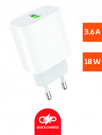00-00022767 Сетевое зарядное устройство GPQC07 1USB 18W QC3.0, белый, GoPower - 00-00022767 Сетевое зарядное устройство GPQC07 1USB 18W QC3.0, белый, GoPower