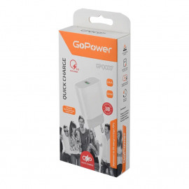 00-00022767 Сетевое зарядное устройство GPQC07 1USB 18W QC3.0, белый, GoPower - 00-00022767 Сетевое зарядное устройство GPQC07 1USB 18W QC3.0, белый, GoPower