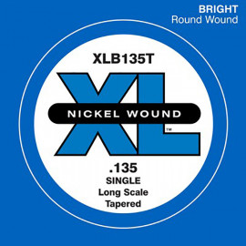 XLB135T Nickel Wound Tapered Отдельная струна для бас-гитары, никелированная, .135, D'Addario - XLB135T Nickel Wound Tapered Отдельная струна для бас-гитары, никелированная, .135, D'Addario