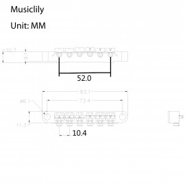 M205BK Бридж Tune-O-Matic для Gibson Les Paul, черный, Musiclily - M205BK Бридж Tune-O-Matic для Gibson Les Paul, черный, Musiclily