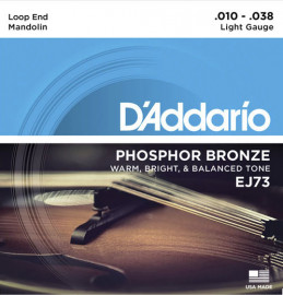 EJ73 Комплект струн для мандолины, фосф.бронза, Light, 10-38, D'Addario - EJ73 Комплект струн для мандолины, фосф.бронза, Light, 10-38, D'Addario