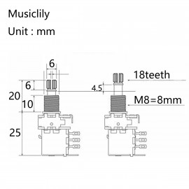 MX1932-2 Потенциометр громкости B500K (лин), Push/Push, 2шт, Musiclily - MX1932-2 Потенциометр громкости B500K (лин), Push/Push, 2шт, Musiclily