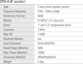 SPA-8 Акустическая система активная, MP3, SD, USB, BT, 50Вт, Leem - SPA-8 Акустическая система активная, MP3, SD, USB, BT, 50Вт, Leem