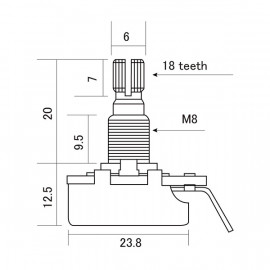 CTS-A250MM Потенциометр A250K (лог), метрический, CTS - CTS-A250MM Потенциометр A250K (лог), метрический, CTS