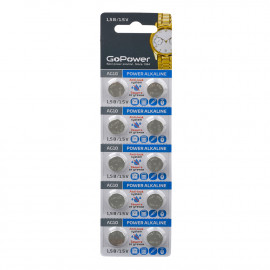 00-00017857 Alkaline Элемент питания G10/LR1130/LR54/389A/189 1.5В, 10шт, GoPower - 00-00017857 Alkaline Элемент питания G10/LR1130/LR54/389A/189 1.5В, 10шт, GoPower