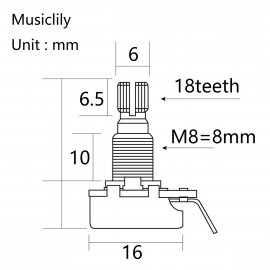 MX1956-2 Потенциометр громкости B25K (лин), 2шт, Musiclily - MX1956-2 Потенциометр громкости B25K (лин), 2шт, Musiclily